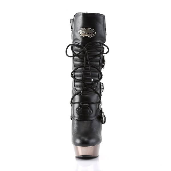 Demonia Women's Muerto-1026 Mid Calf Boots - Black Vegan Leather D2645-18US Clearance